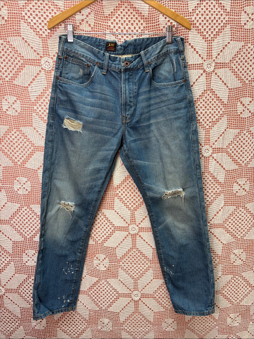 Lee Lot 101+ Distressed Jeans Pony Hair Patch Y2K